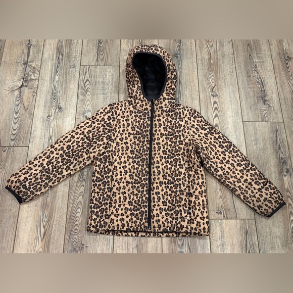Gap Kids Cold Control Lightweight Puffer Jacket Coat Leopard Print size L - Picture 2 of 7